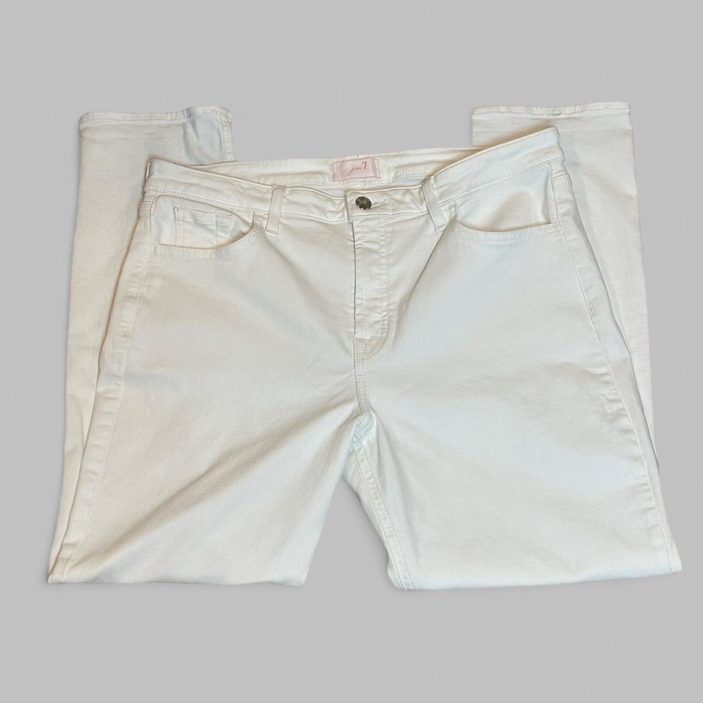 7 For All Mankind JEN7 White Denim stretch Jeans ankle straight leg Sz 16